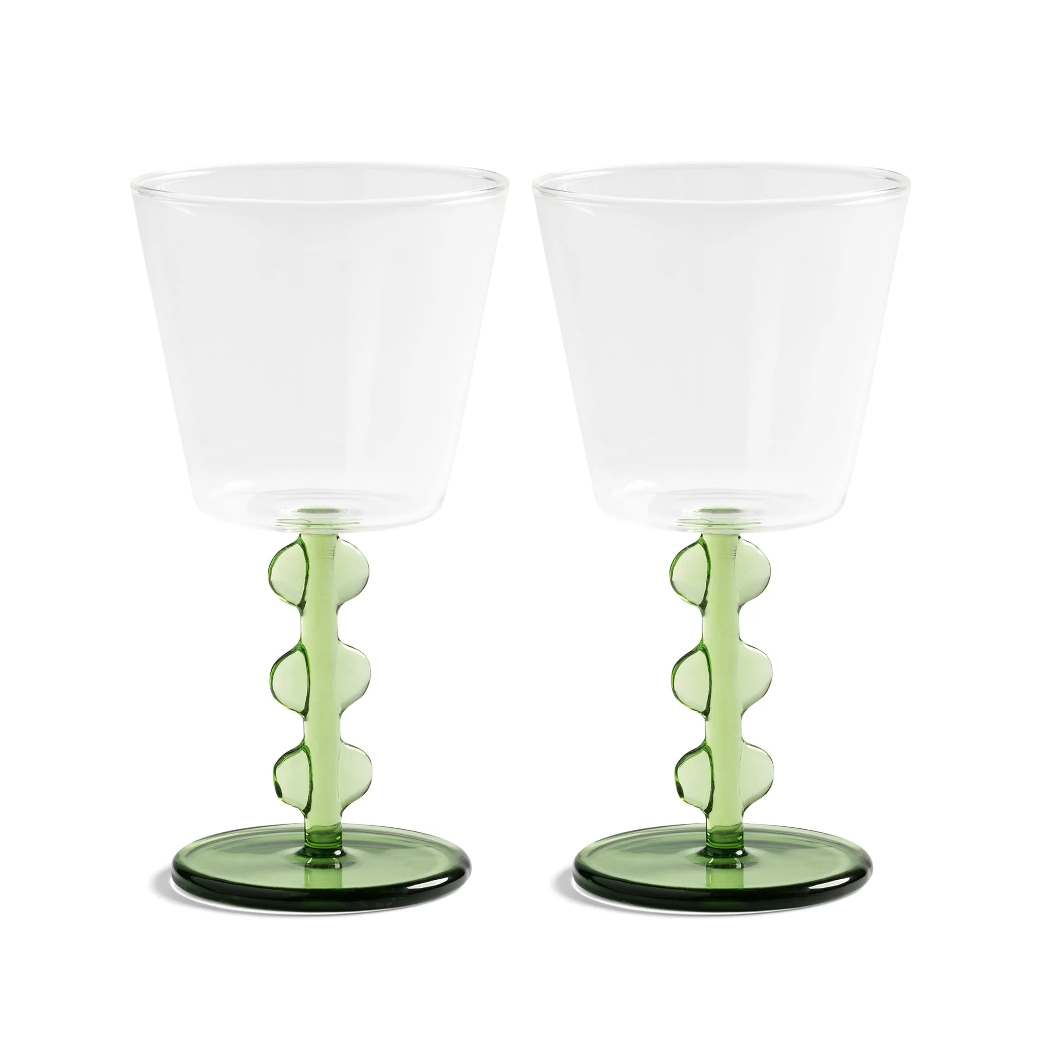 Set of 2 Green Petal Wine Glasses, 200ml