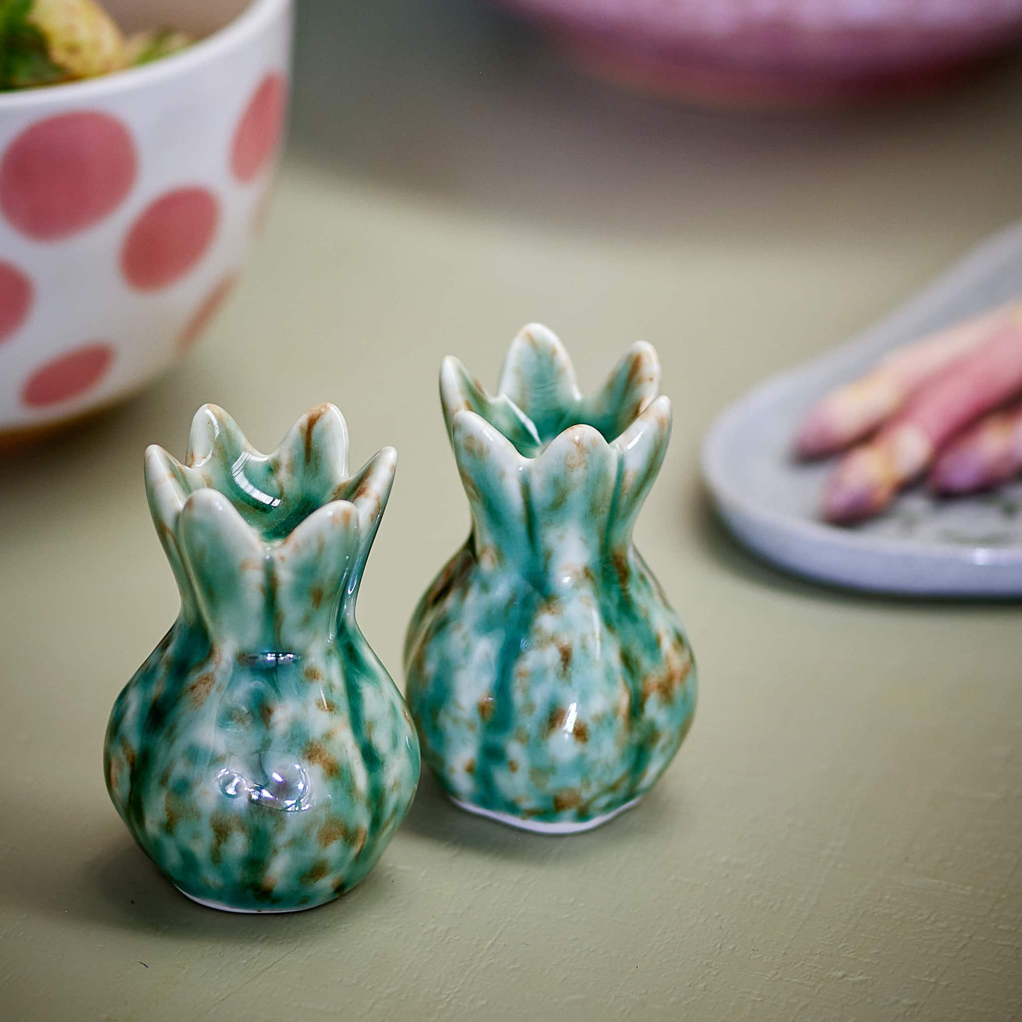 Set of 2 Green Pomegranate Salt & Pepper Shakers - Image 2