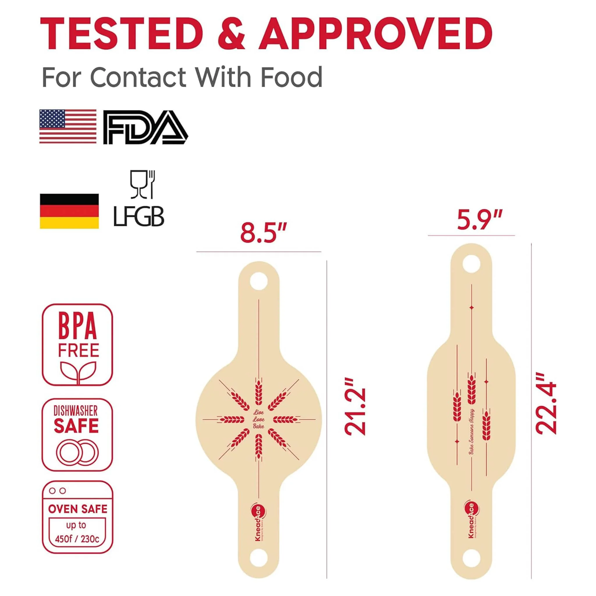 Set of 2 KneadAce Silicone Bread Slings, Oval & Round - Image 3
