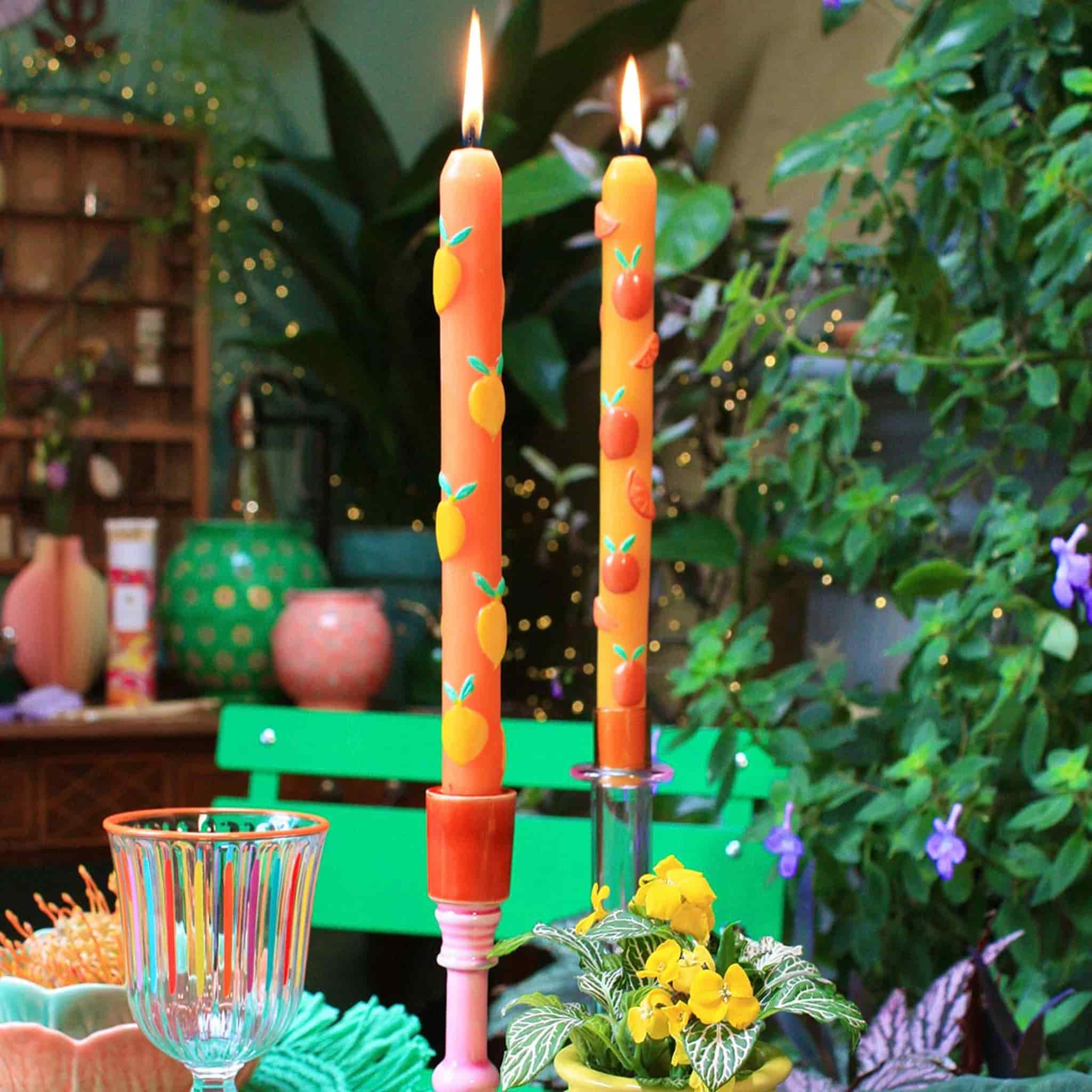 Set of 2 Lemon Patterned Candles - Image 3