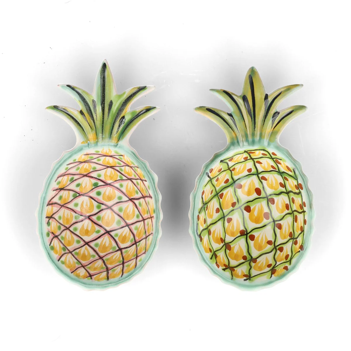 Set of 2 Mexican Hand Painted Pineapple Plates, 18cm - Image 2