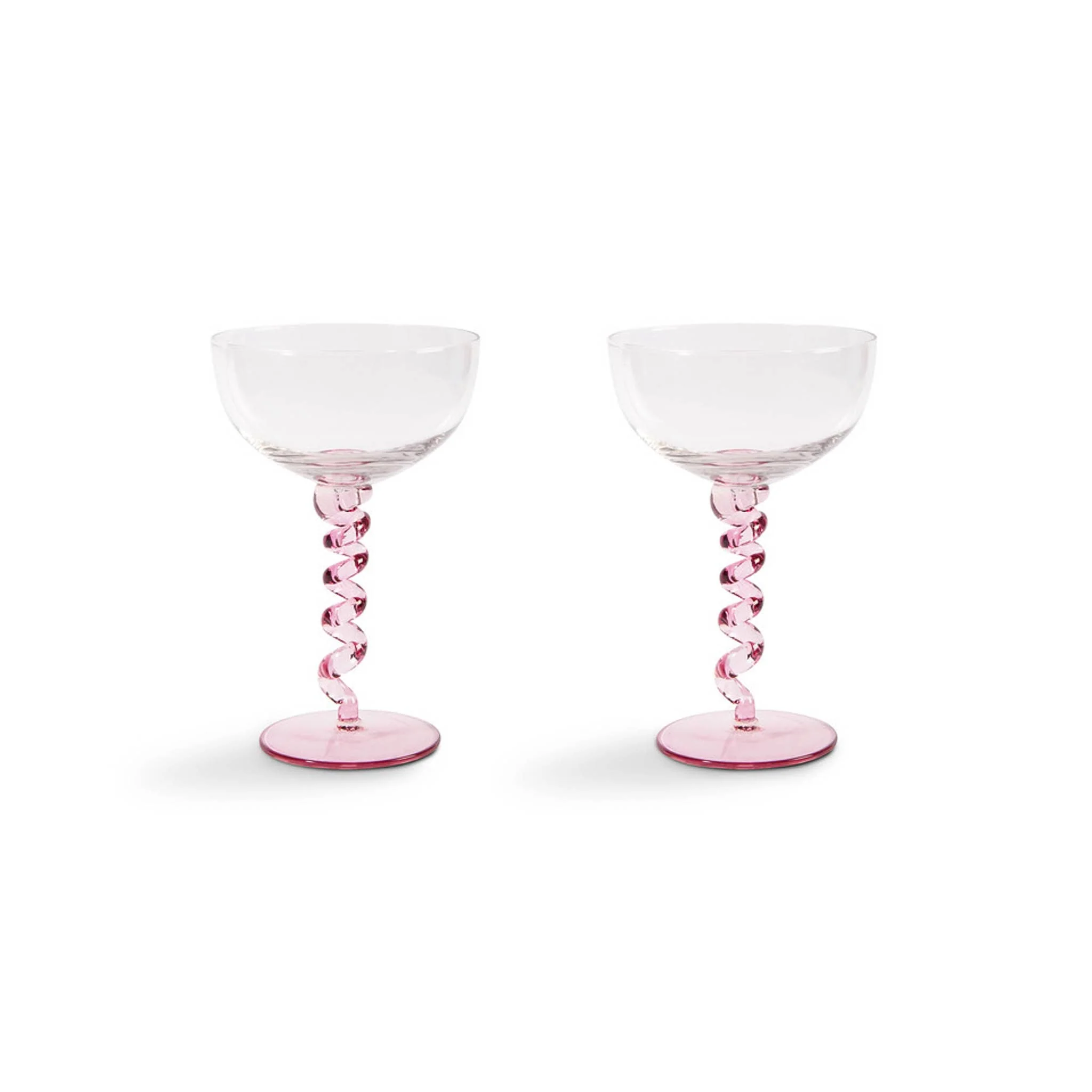 Set of 2 Pink Twisted Coupe Glasses