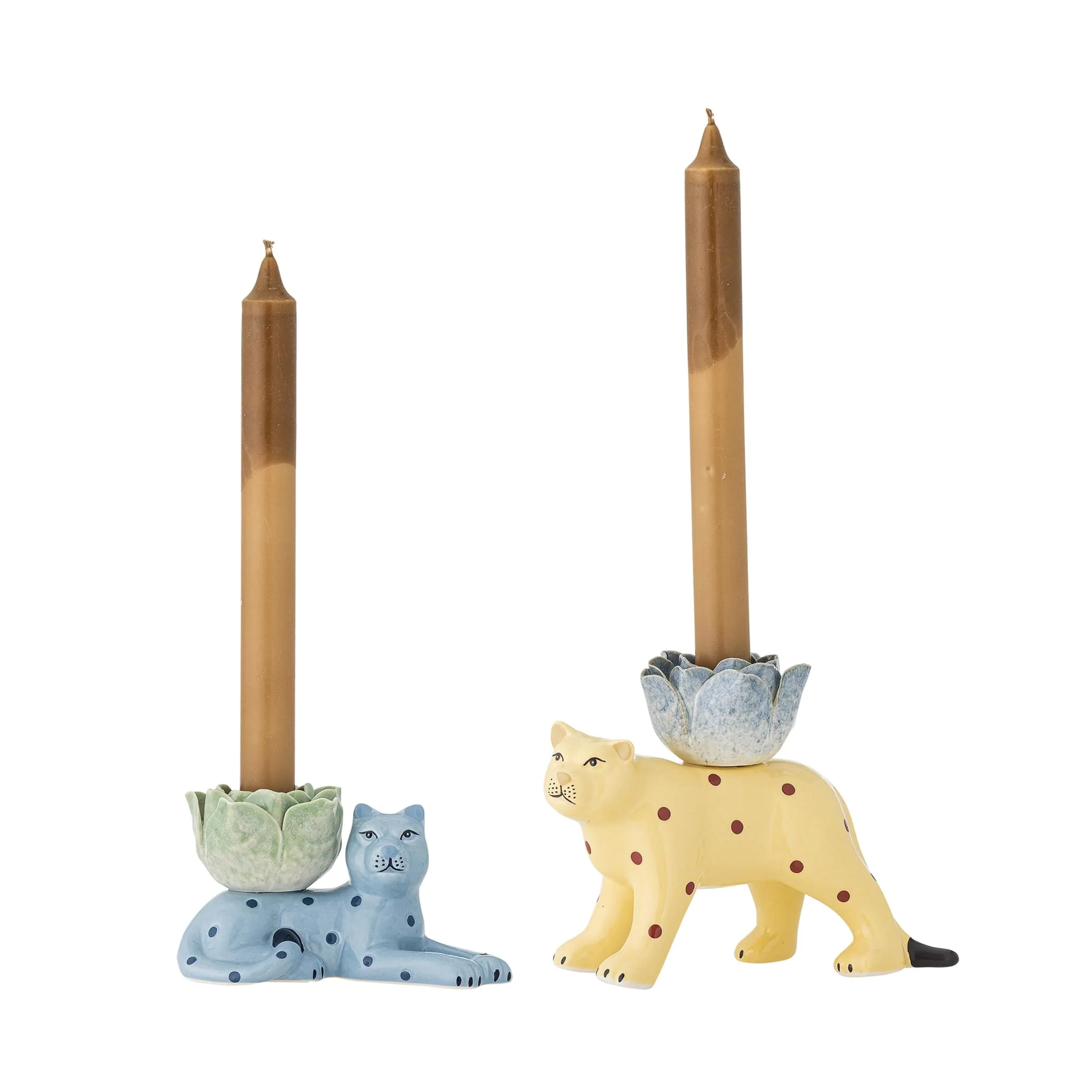 Set of 2 Rory Blue Stoneware Candle Holder - Image 2