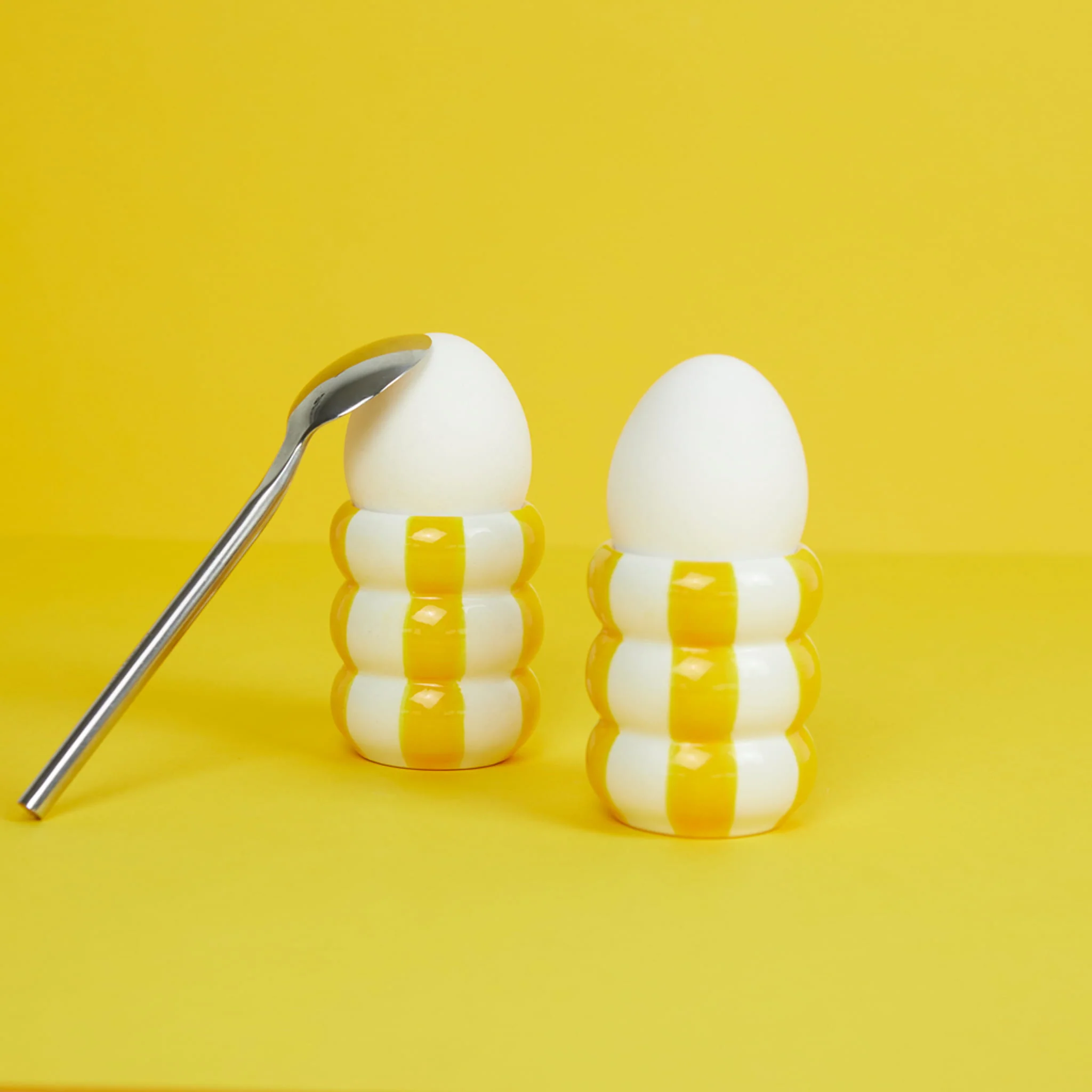 Set of 2 Yellow Striped Egg Cups - Image 2