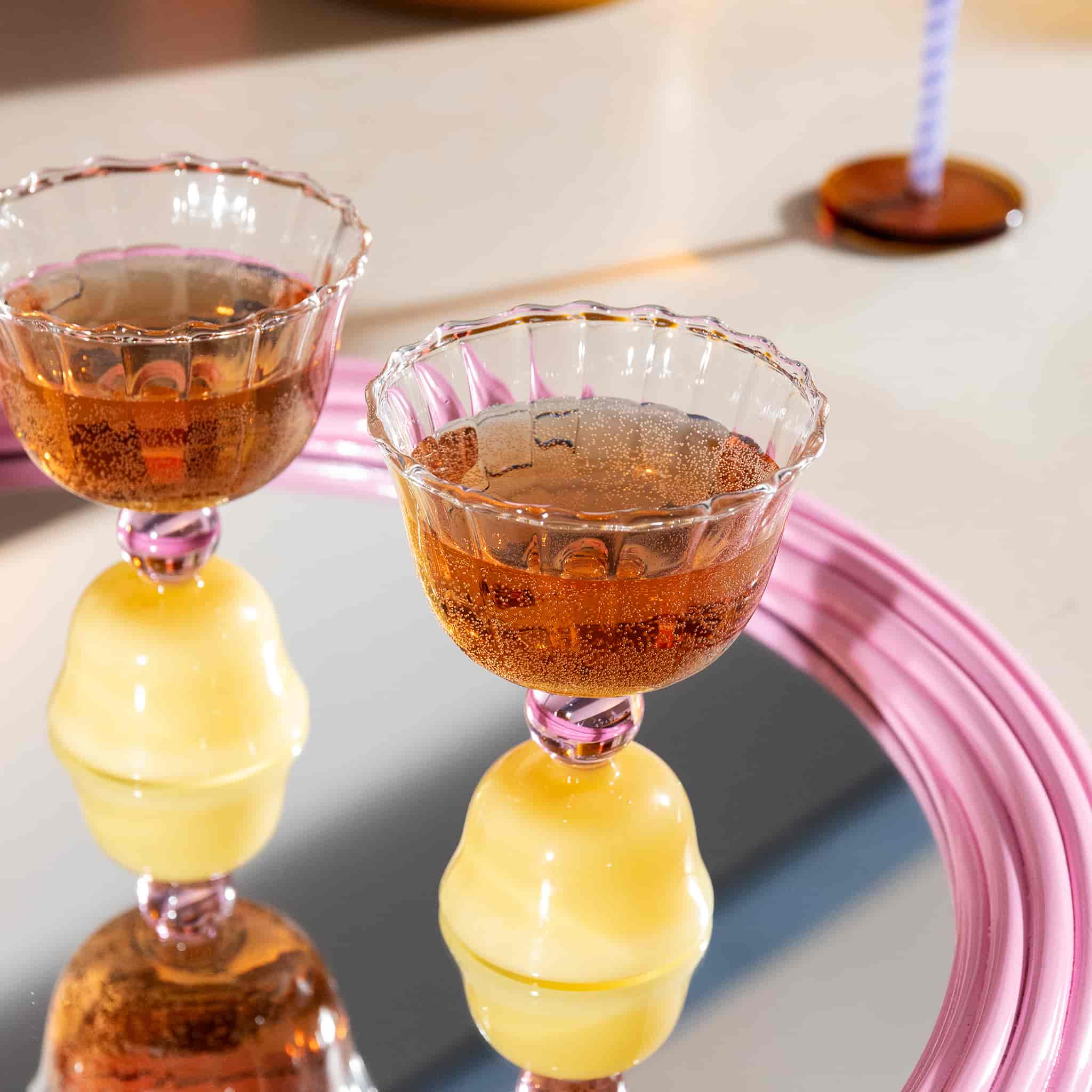 Set of 2 Yellow Tulip Coupe Glasses, 200ml - Image 2