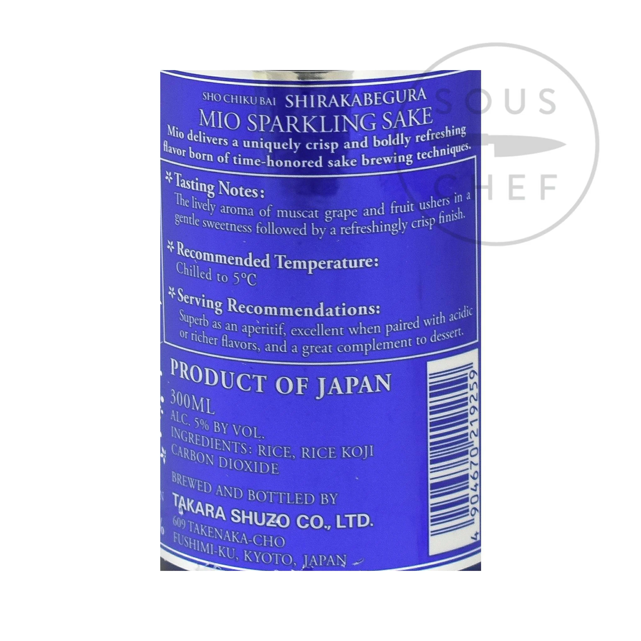 Shochikubai Mio Sparkling Sake, 300ml - Image 2