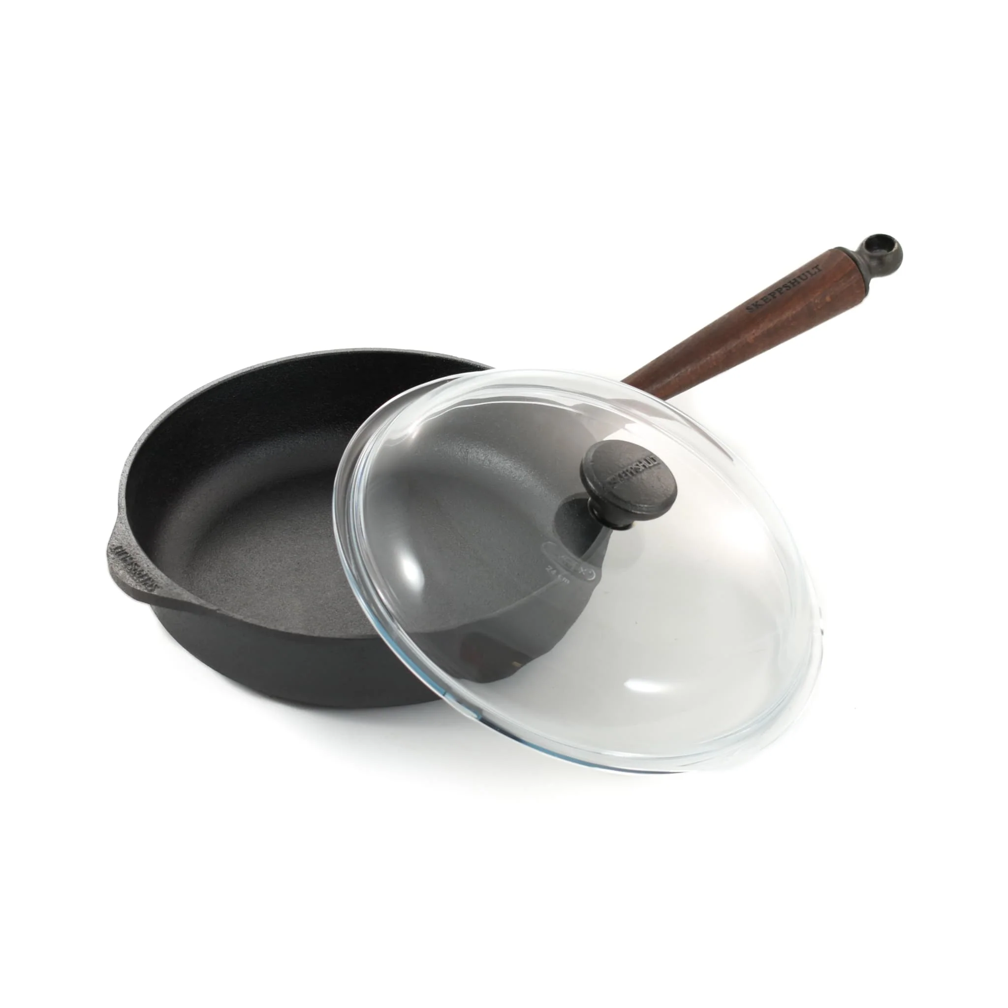 Skeppshult Traditional Cast Iron Deep Saute Pan with Lid, 25cm - Image 4