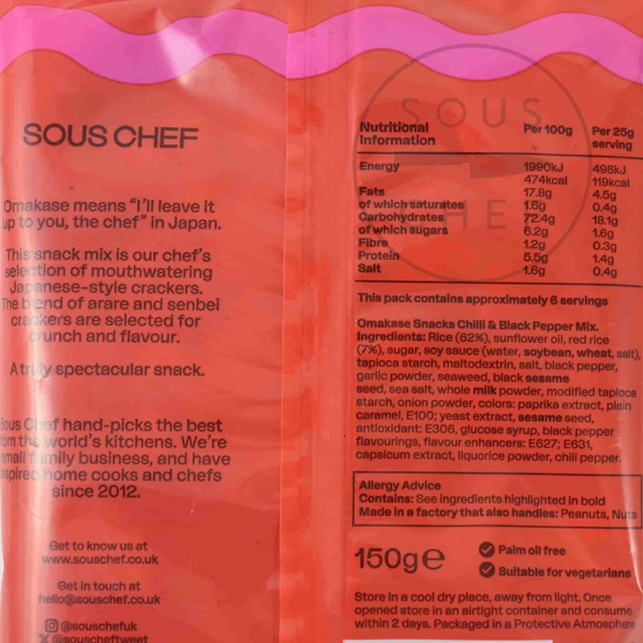 Sous Chef Omakase Snacks - Black Pepper & Chilli, 150g - Image 3