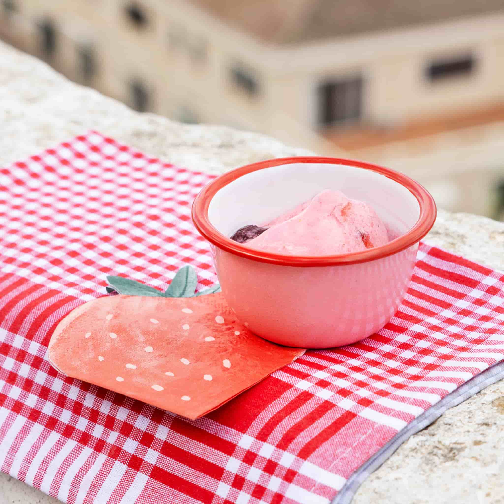 Strawberry Printed Enamel Small Bowl, 10cm - Image 2