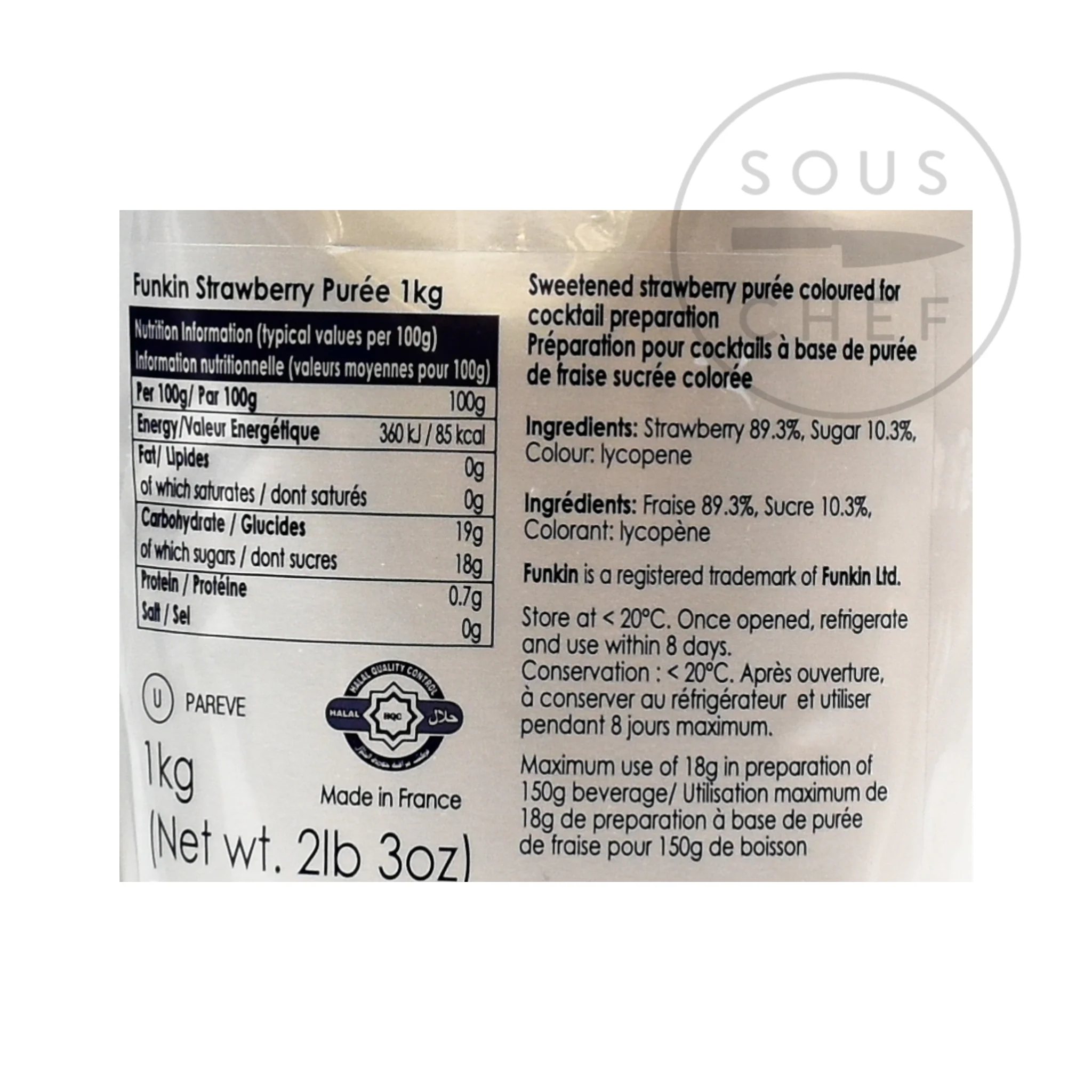 Funkin Strawberry Puree, 1kg - Image 2