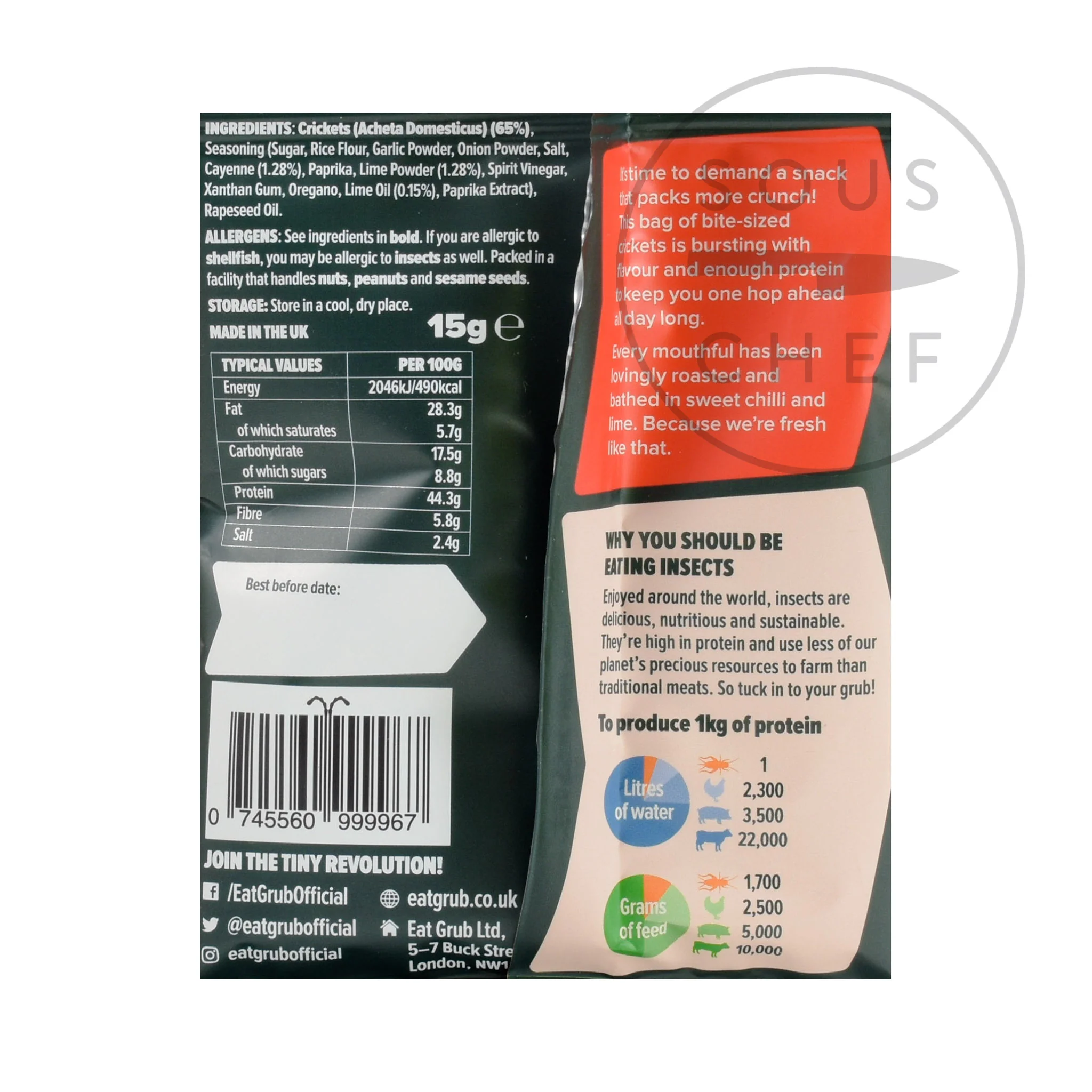 Sweet Chilli & Lime Crunchy Roasted Crickets, 15g - Image 2