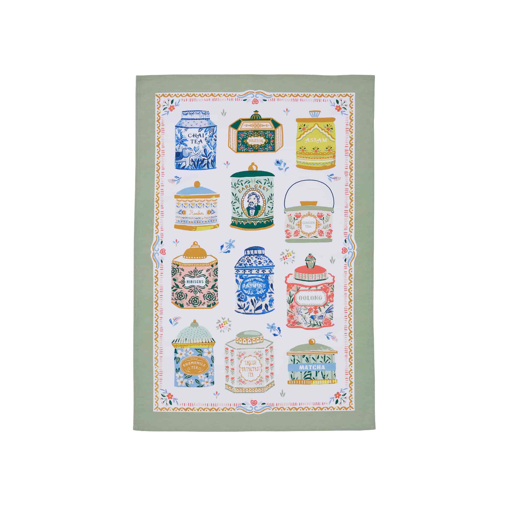 Tea Tins Cotton Tea Towel