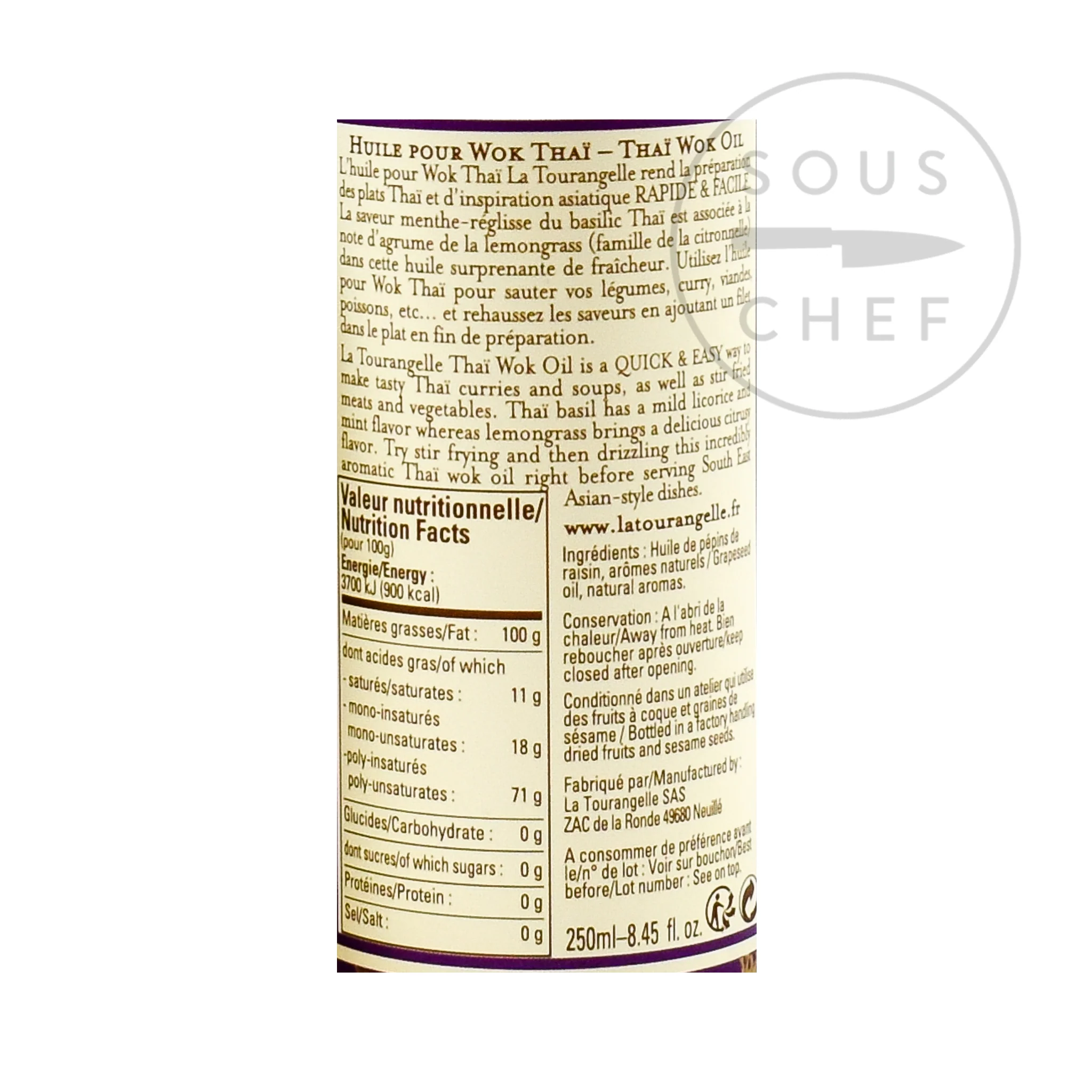 La Tourangelle Thai Wok Oil, 250ml - Image 2