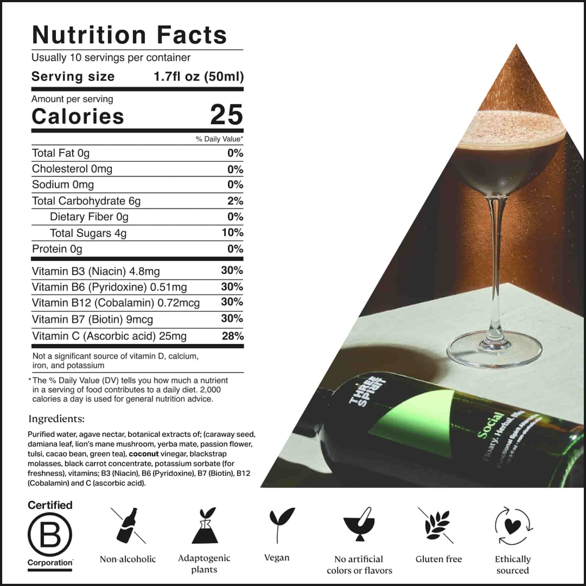 Three Spirit Drinks The Social Elixer, Herbal 0% Spirit, 500ml - Image 2