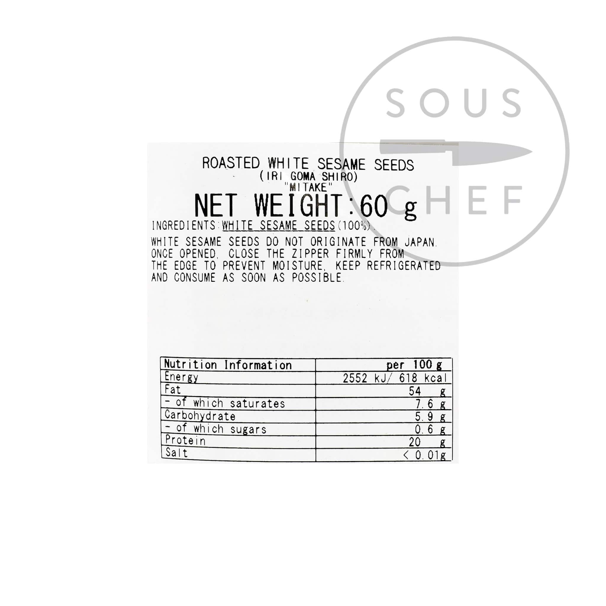 Toasted White Sesame Seeds, 60g - Image 2