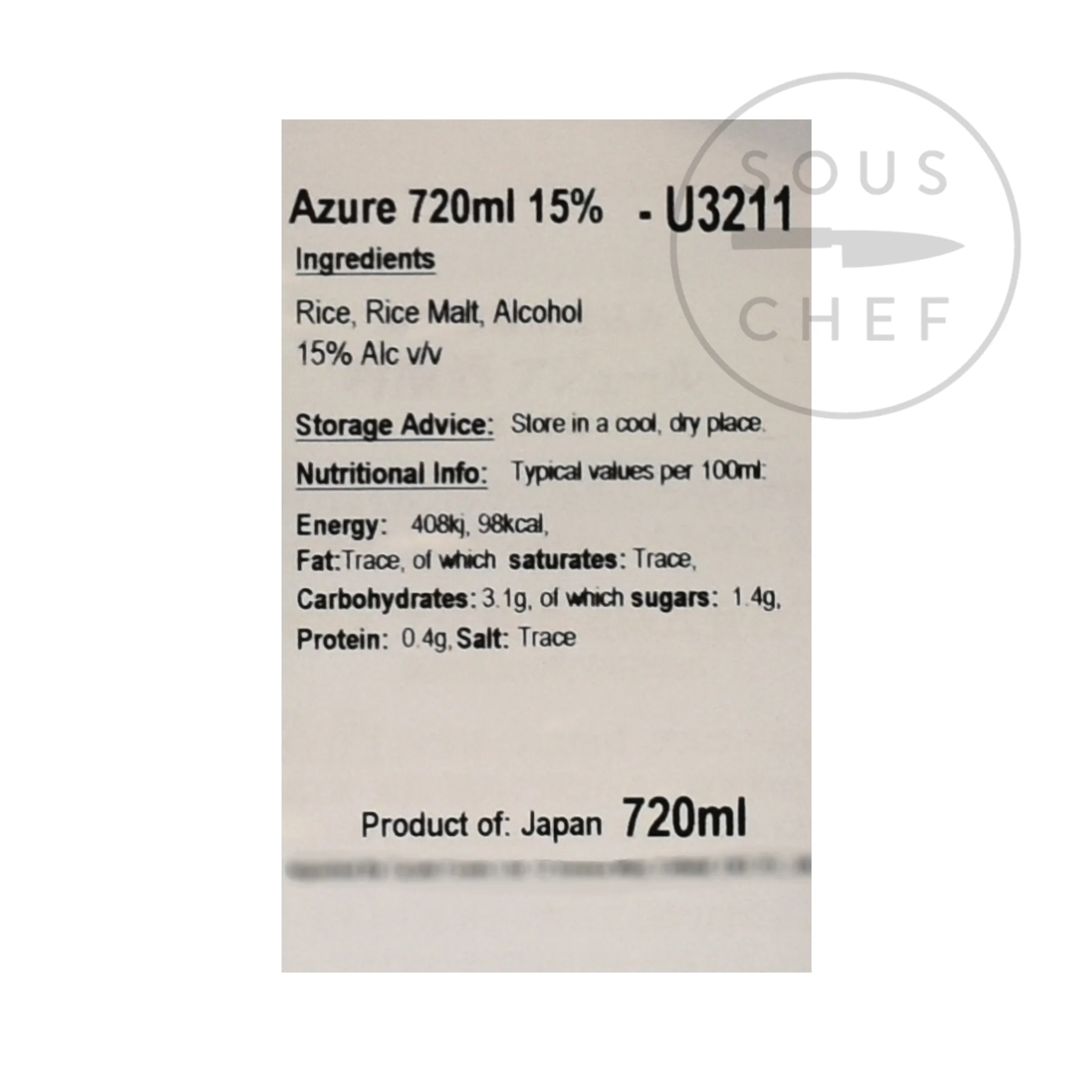 Tosatsuru Azure Sake, 720ml - Image 3