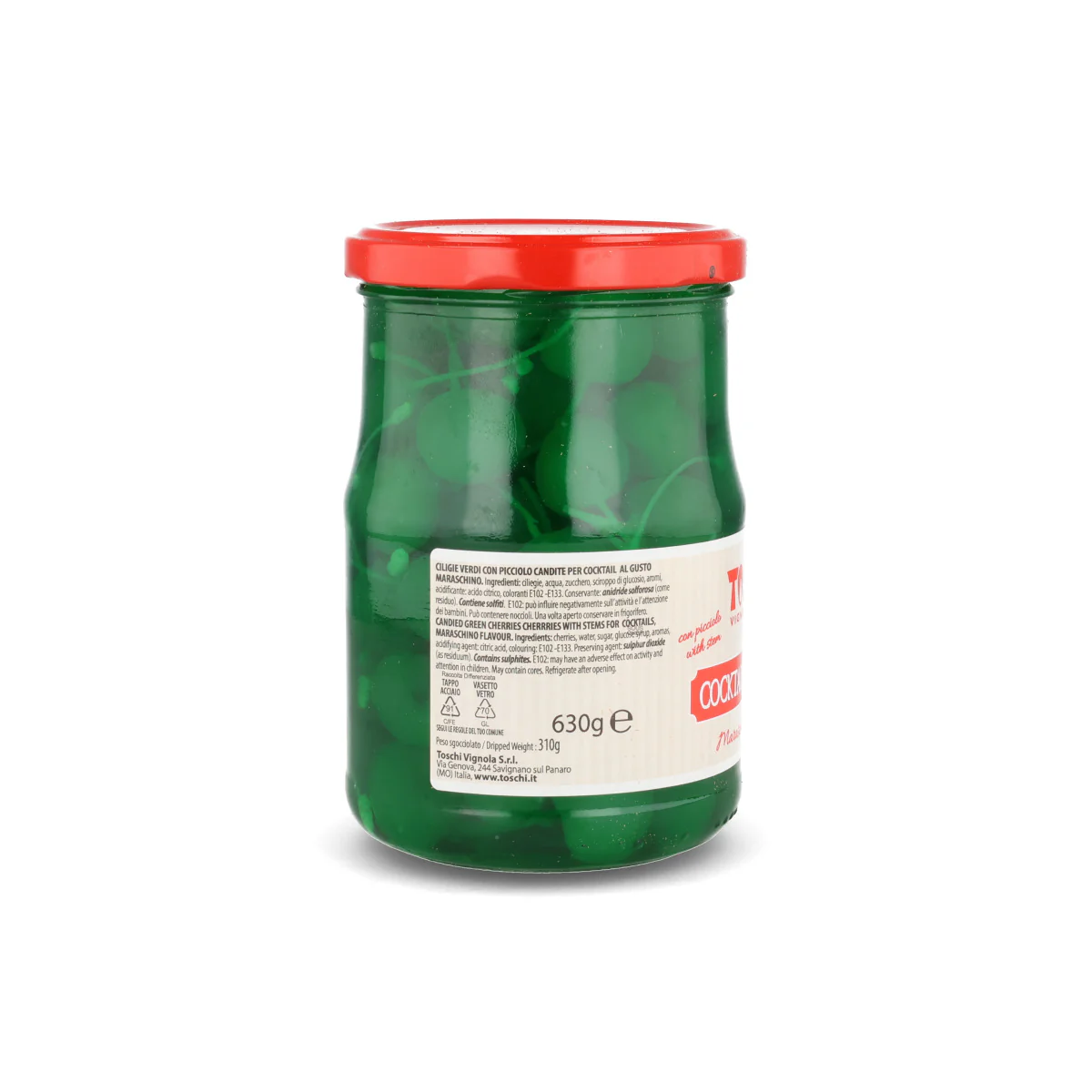 Toschi Green Cocktail Cherries, 630g - Image 2