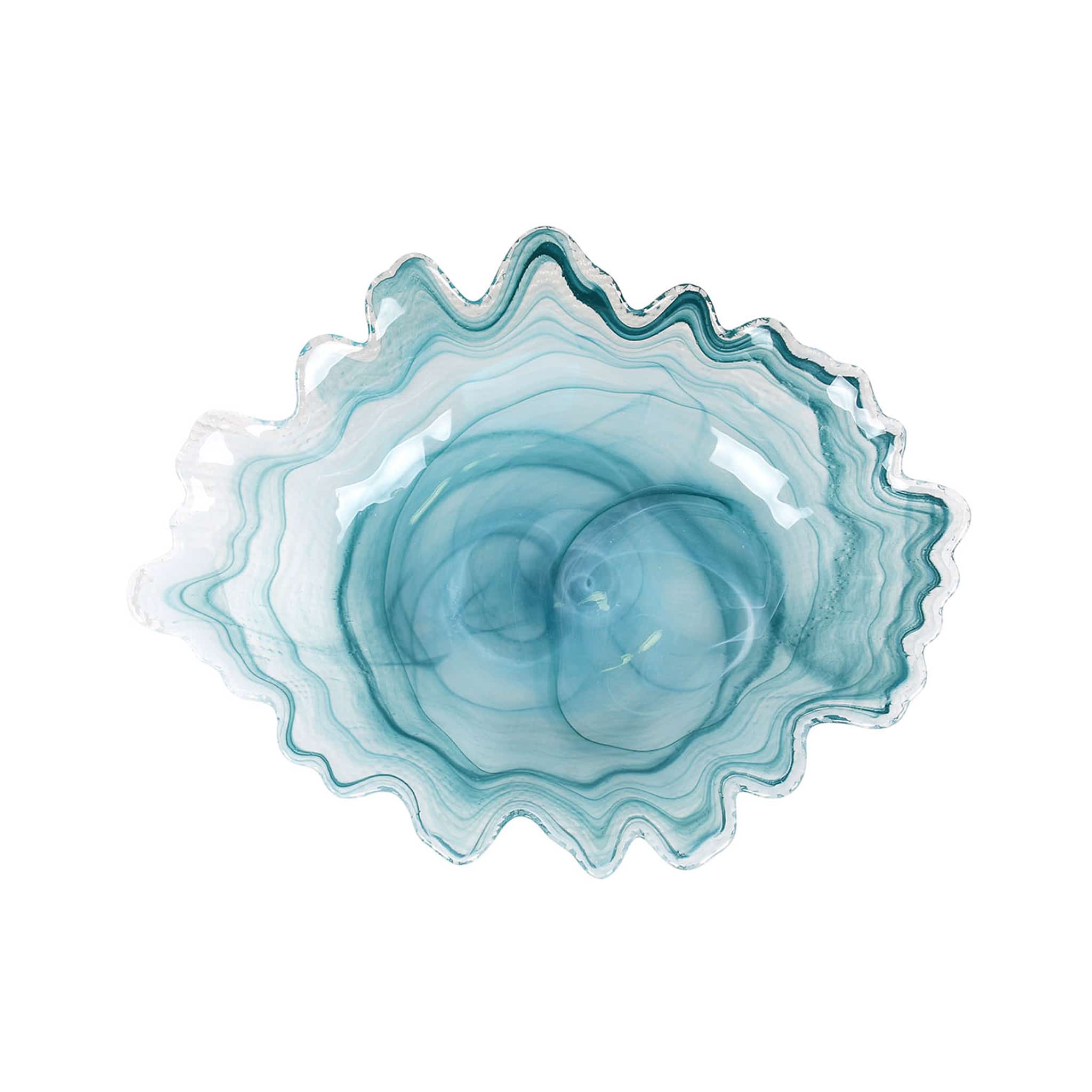 Turquoise Marble Glass Serving Bowl, 40x30cm - Image 2