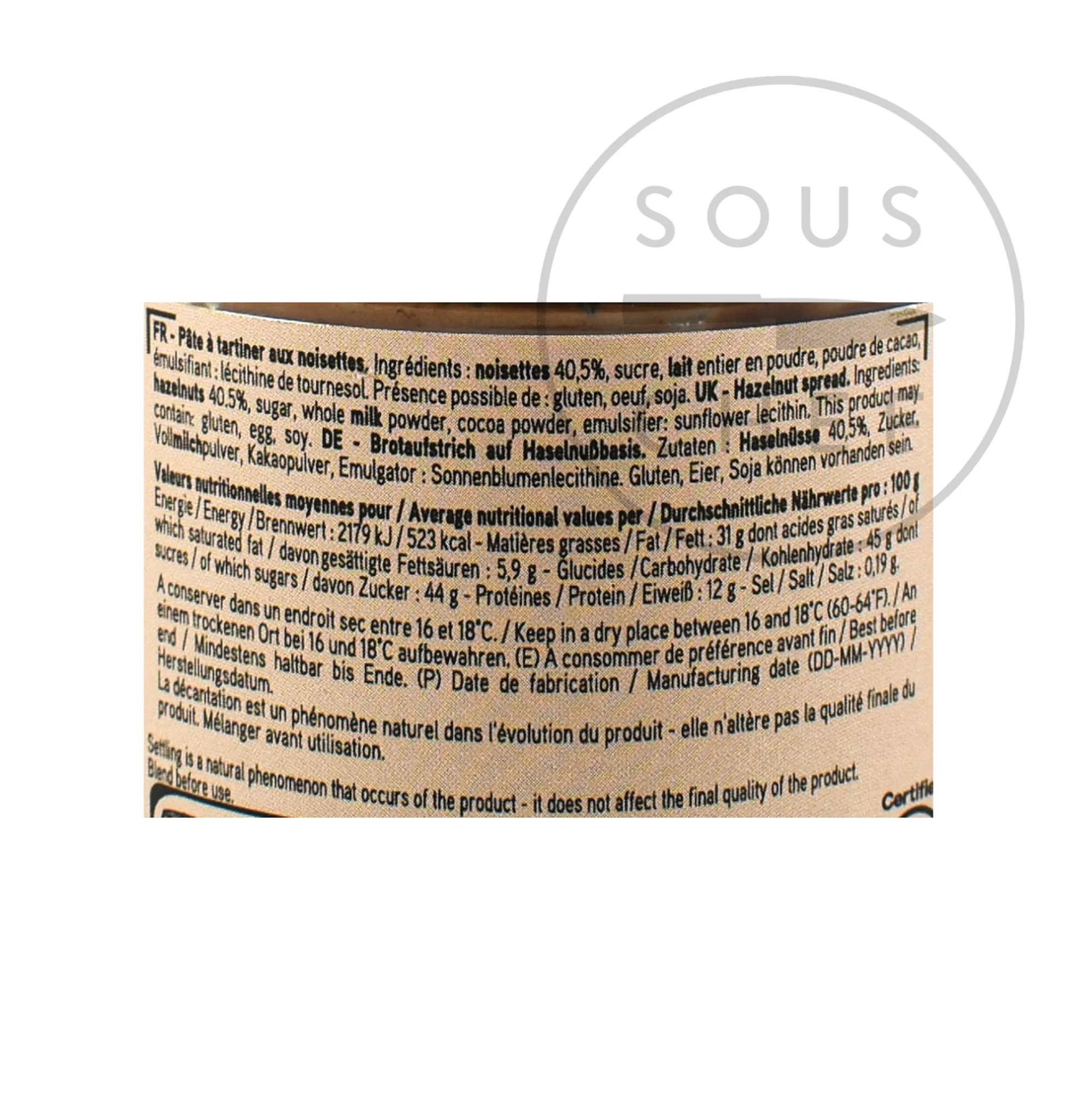 Valrhona Chocolate Hazelnut 40% Spread, 280g - Image 2