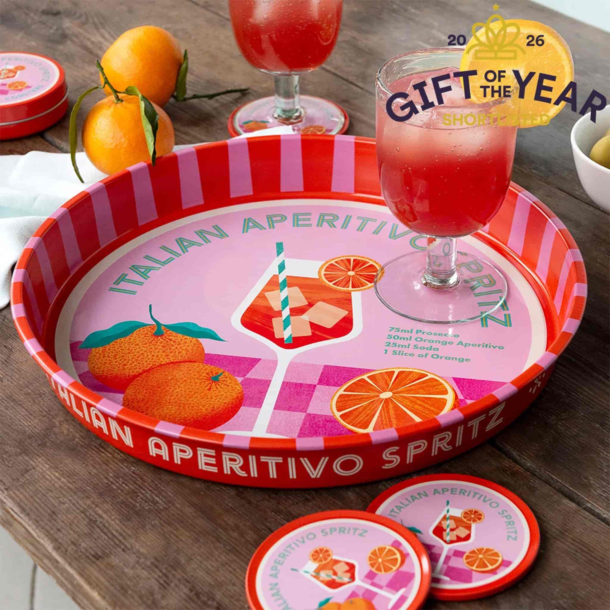 Vintage Inspired Aperativo Metal Serving Tray, 31cm - Image 2