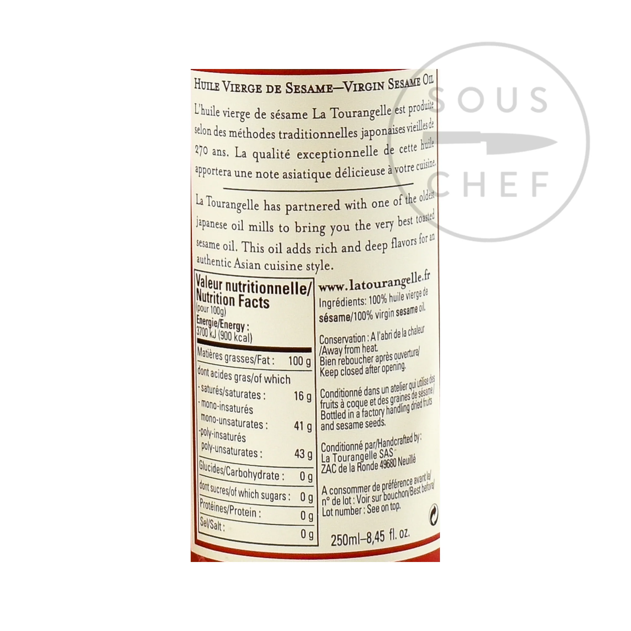 La Tourangelle Virgin Sesame Oil, 250ml - Image 2