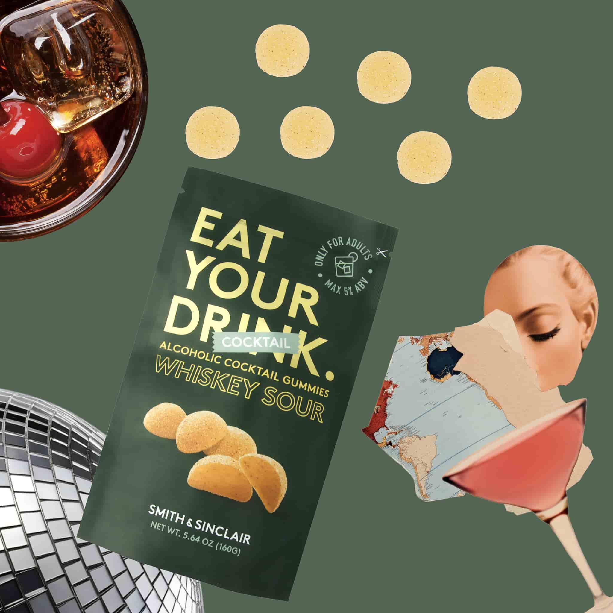 Whiskey Sour 5%ABV Alcoholic Cocktail Jelly Sweets, 160g - Image 3
