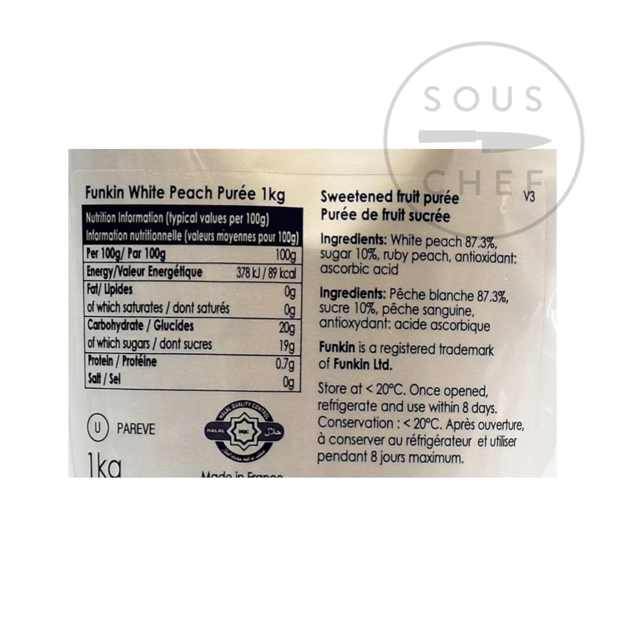 Funkin White Peach Puree, 1kg - Image 2
