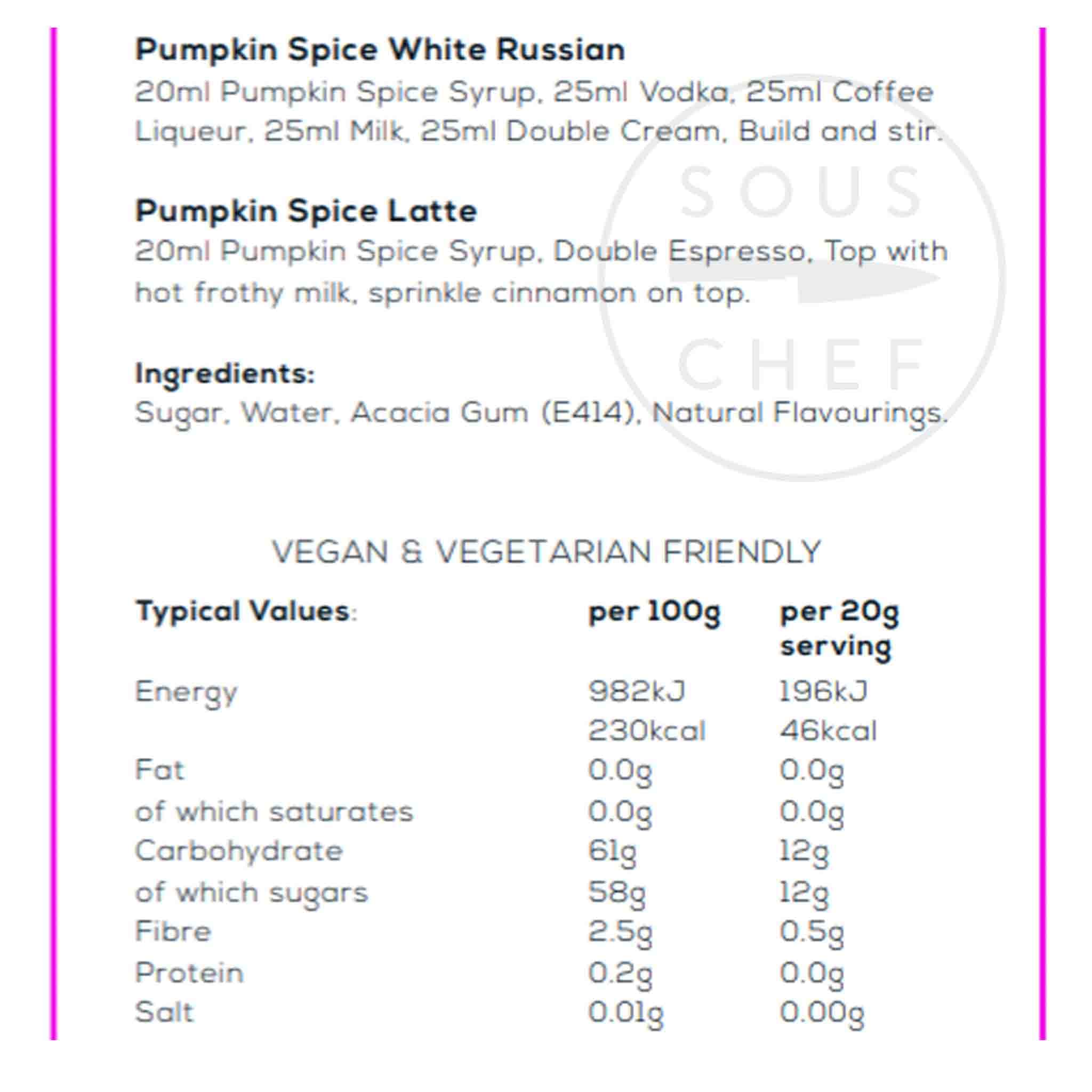 William Fox Premium Pumpkin Spice Syrup, 750ml - Image 2