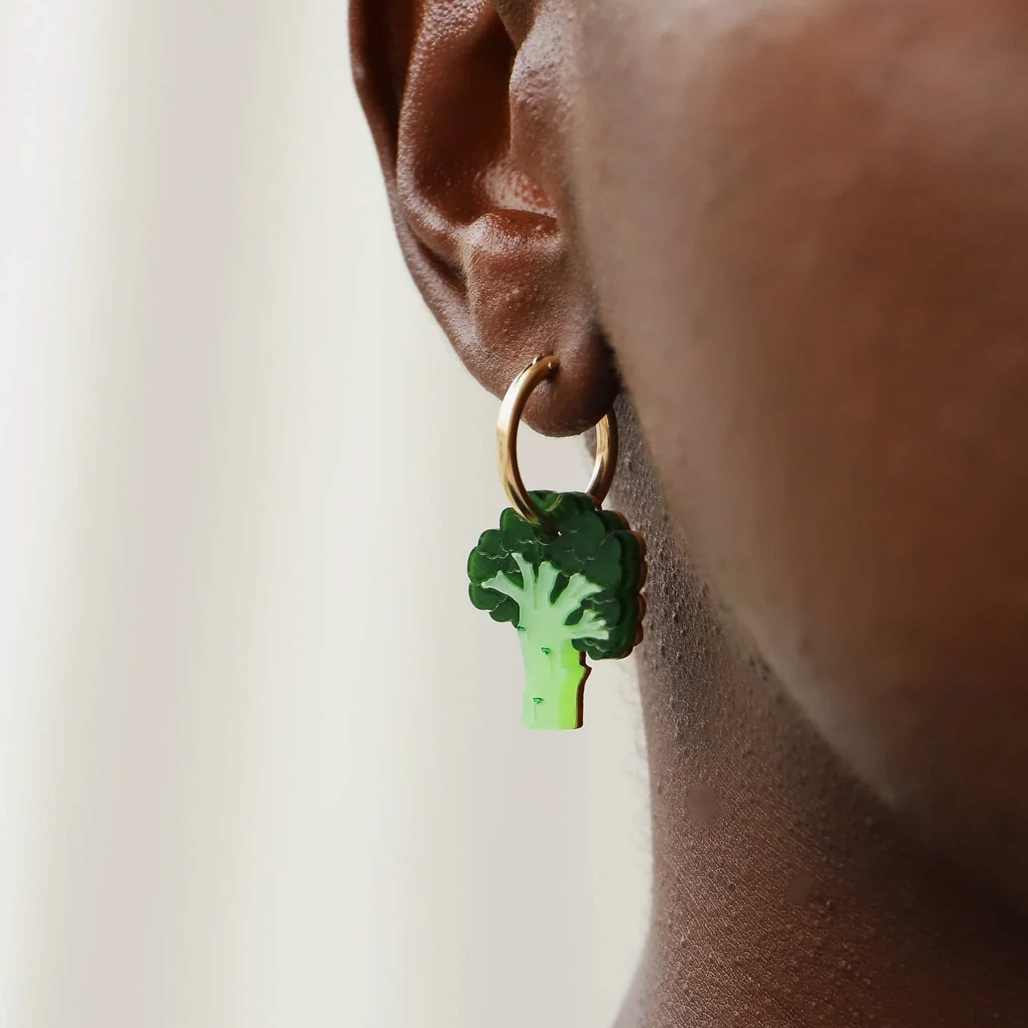 Wolf & Moon Broccoli Hoop Earrings - Image 2