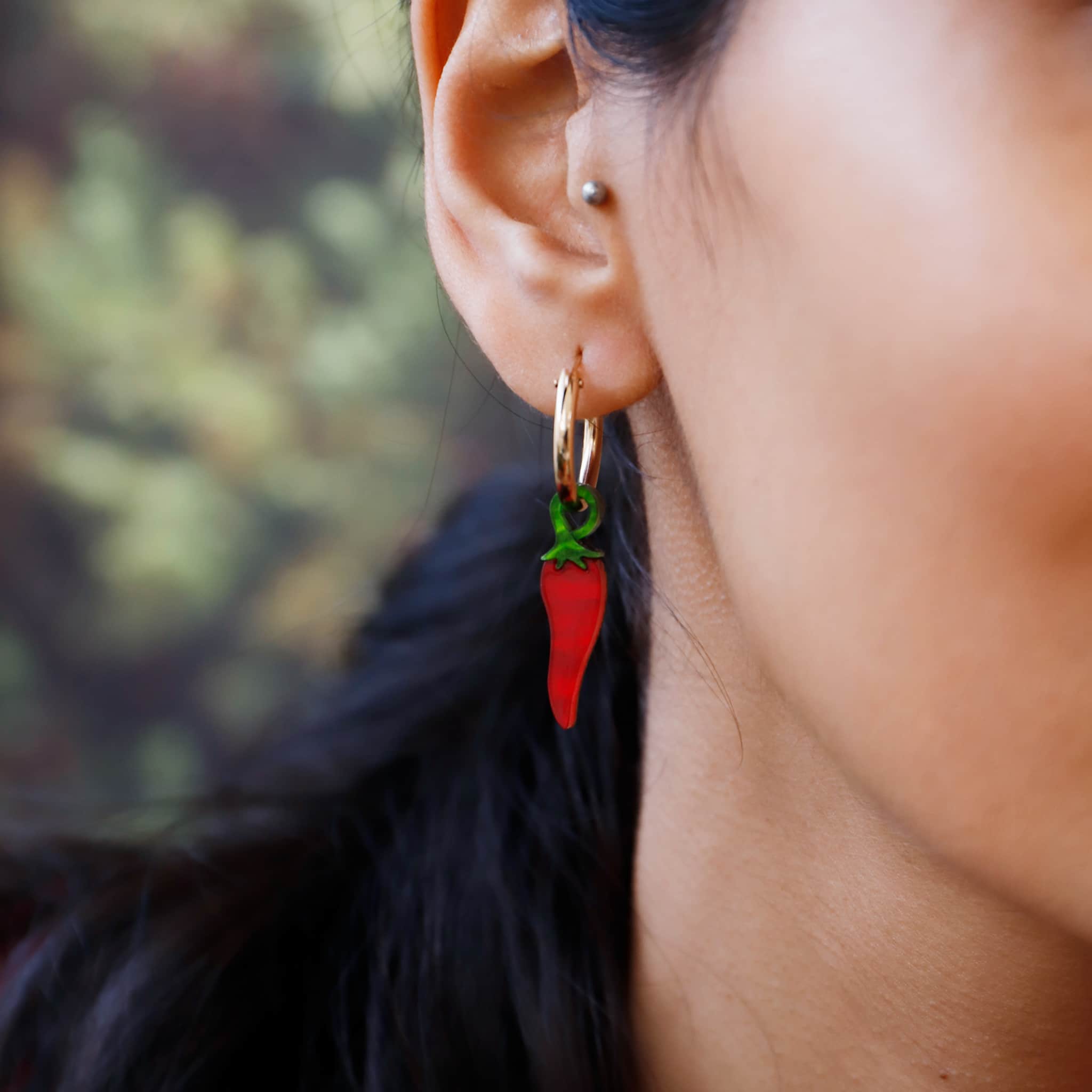 Wolf & Moon Chilli Pepper Hoop Earrings - Image 2
