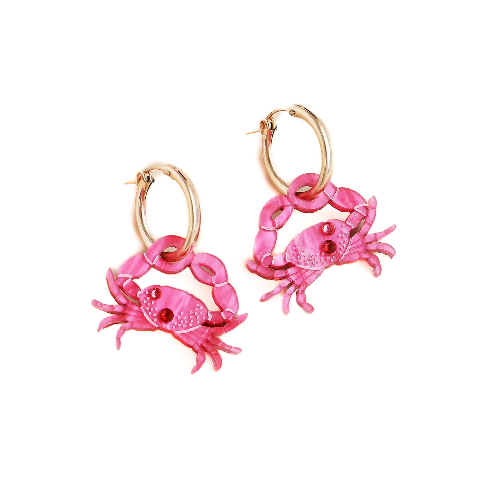 Wolf & Moon Pink Crab Hoop Earrings - Image 3