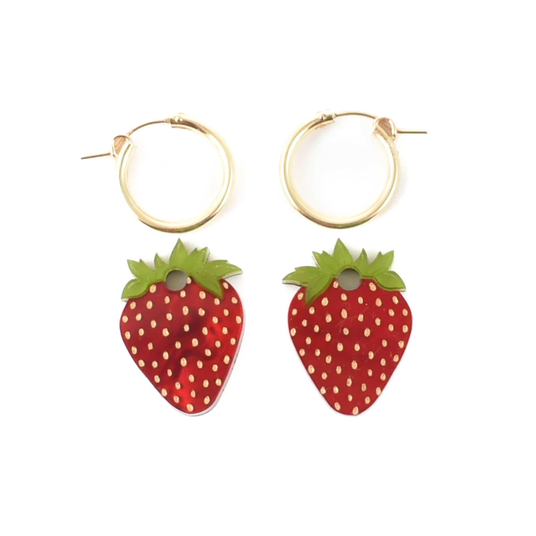 Wolf & Moon Strawberry Hoop Earrings - Image 2