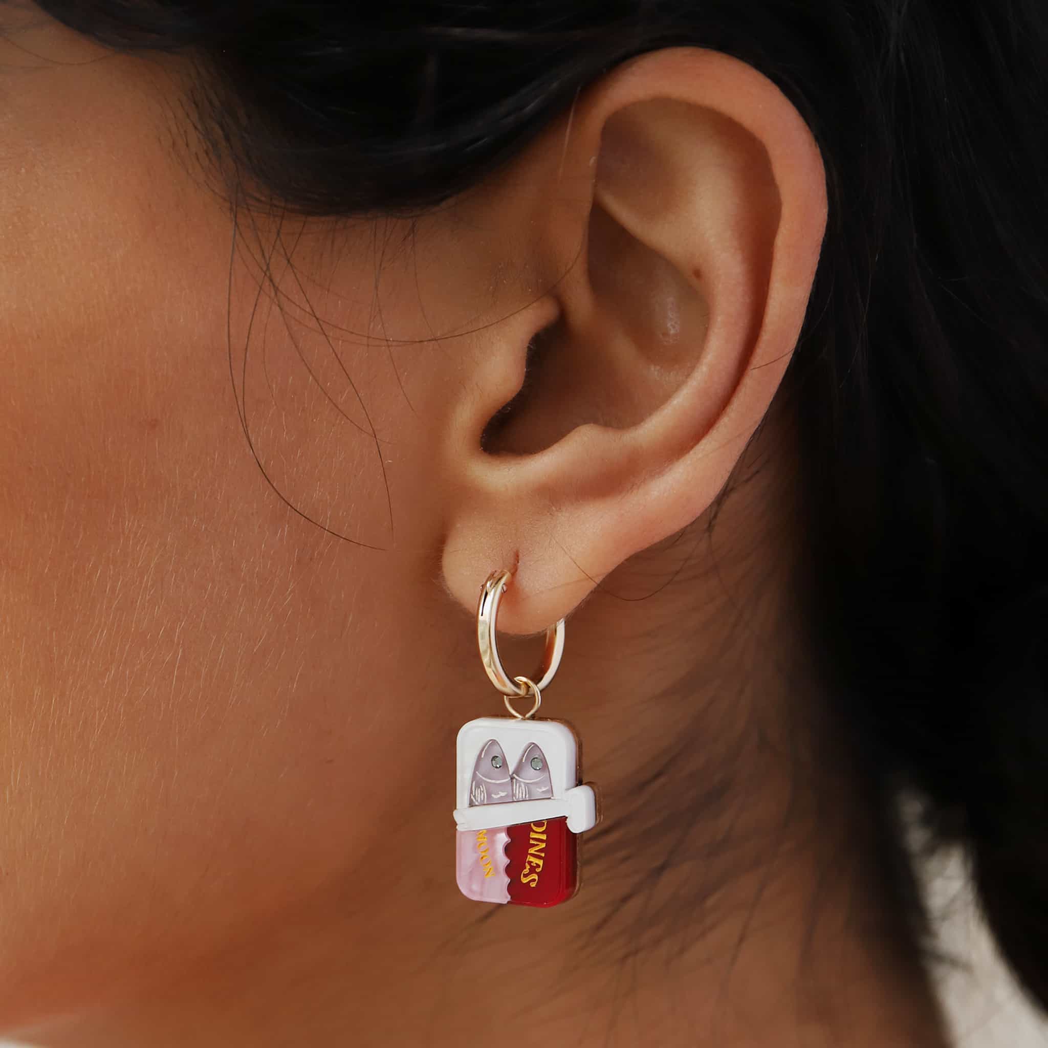 Wolf & Moon Tin of Sardines Hoop Earrings - Image 2
