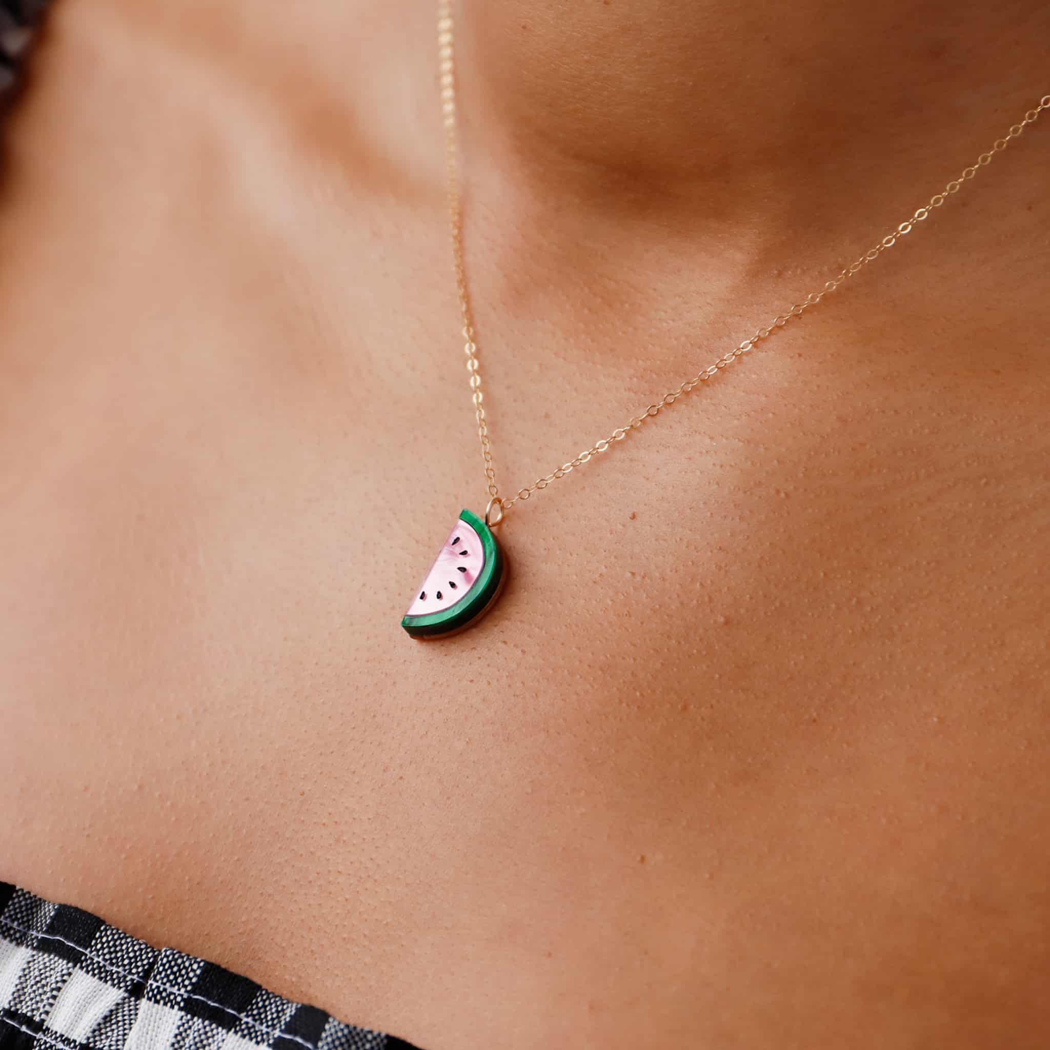 Wolf & Moon Watermelon Necklace - Image 2